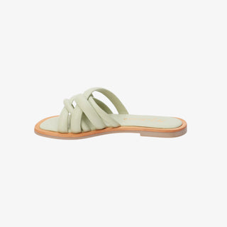 Matisse Roy sage green sandal with a tan sole on a white background