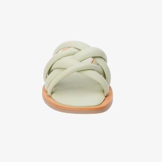 Matisse Roy sage light green sandal with braided design and round toe box on a white background