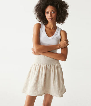 Michael Stars Havana smocked high waist skirt in cement.