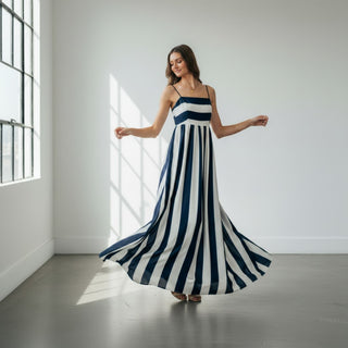 Navy Striped Maxi Dress | Flowy Summer Dress Large Navy Striped Maxi Dress | Flowy Summer Dress Large
