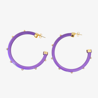 Purple Studded Hoop Earrings