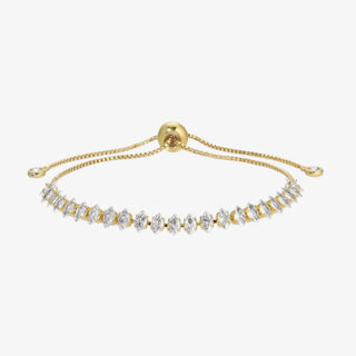 Gold bracelet with clear stones on a white background