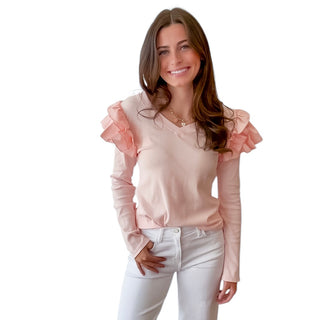Blush Ruffle Shoulder Top