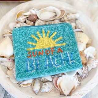 Sun of a Beach Beaded Pouch