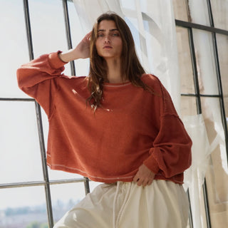 Rust Open Back Pullover