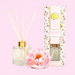 Botanical Berry reed diffuser floral home fragrance pink packaging decor styling front view