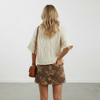 Floral Denim Cargo Skirt