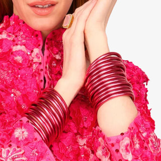 Shop BudhaGirl Pink All Weather Bangles in a lightweight, waterproof design—perfect for stacking, travel, and everyday wear.