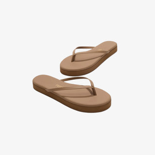 TKEES Lily platform flip flop sandal in Coco Butter neutral leather with slim thong straps and cushioned platform sole minimalist summer sandal.