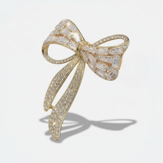 Vintage Rhinestone Bow Brooch