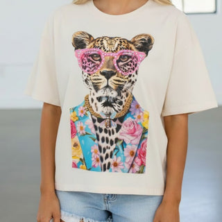 Rhinestone Leopard Graphic Tee