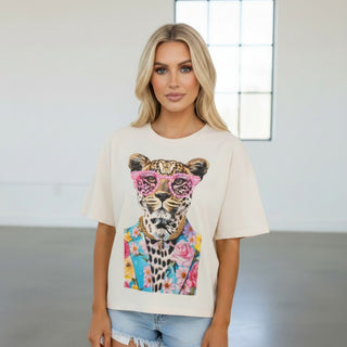 Rhinestone Leopard Graphic Tee