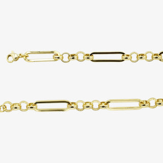Gold chain bracelet on a white background