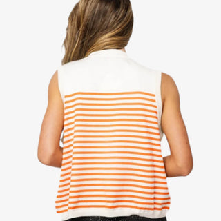 Queen of Sparkles Ivory & Orange Striped Pumpkin Knit Tank