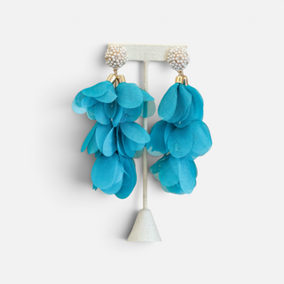 Teal Floral Petal Earrings