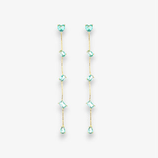 Teal Crystal Linear Drop Earrings