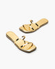 Tkees Gemma Sandals in Mirror Gold with Double Thin Straps and Square Toe Design.