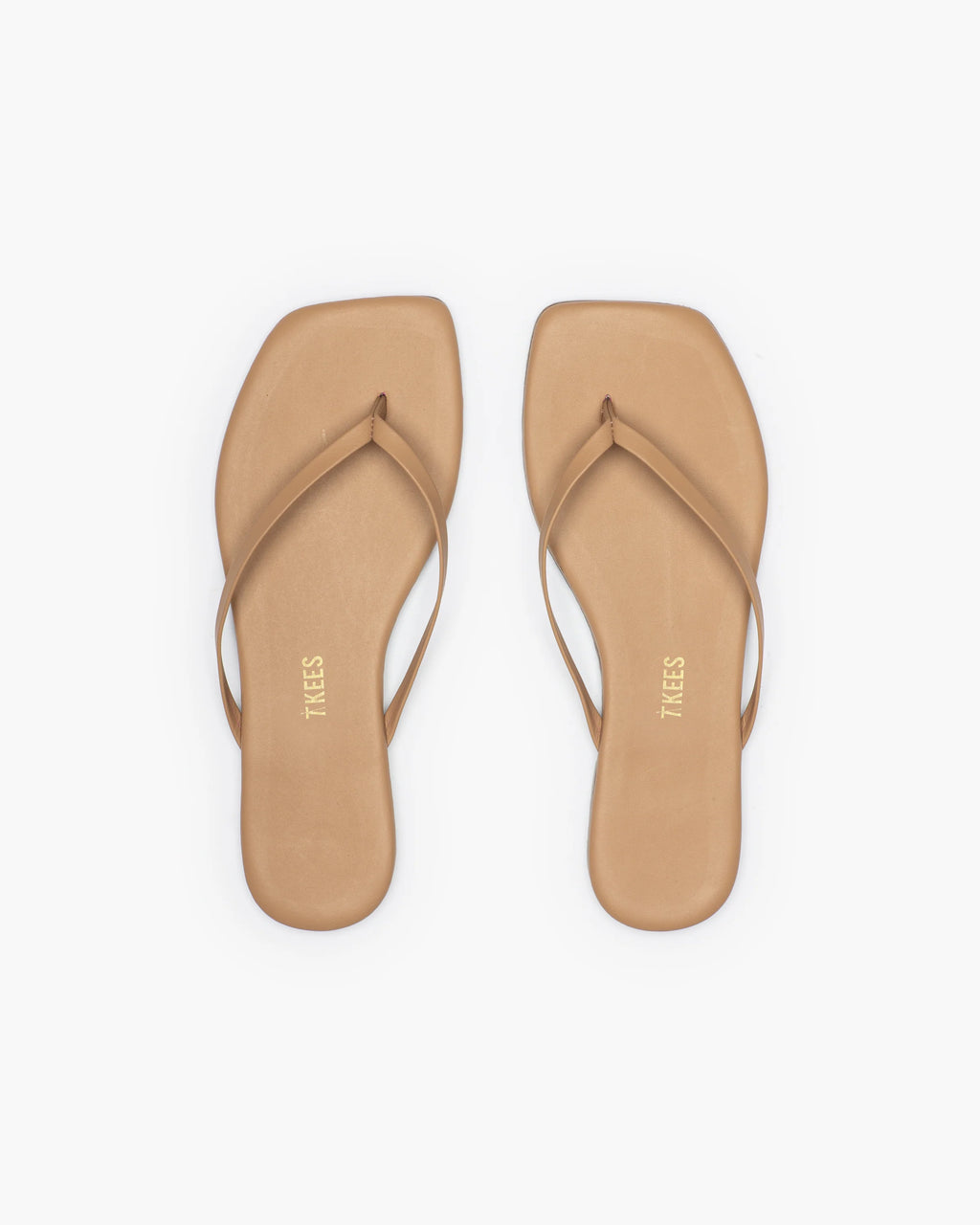 Tkees Square Toe Lily Flip Flop in Cocobutter, featuring minimalist design and modern elegance.