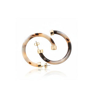 Hoo Hoops tortoise hoop earrings medium chunky acrylic hoops with glossy finish front product view