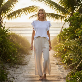 White Ruffle Sleeve Top