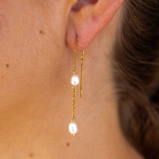 Pearl Drop Threader Earrings