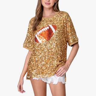 Gold Sequin Football Top