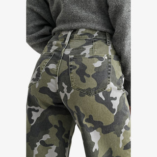 Camo Cuffed Wide Leg Jean
