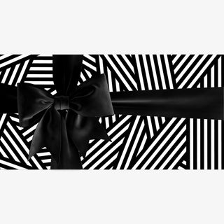 Acrylic trinket tray interchangeable insert with bold black and white geometric pattern and oversized black bow design