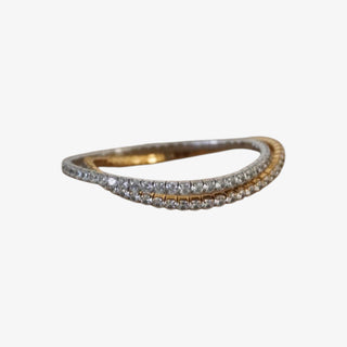 Stretchy tennis bracelet with gold  crystal bands