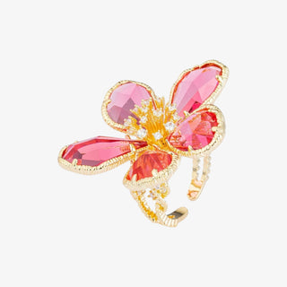 Blossom Ring with pink crystal petals and sparkling gold-tone floral center