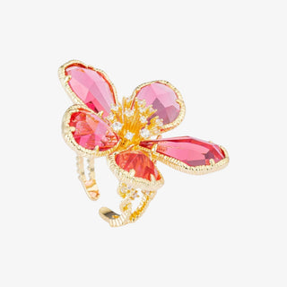 Blossom Ring with pink crystal petals and sparkling gold-tone floral center