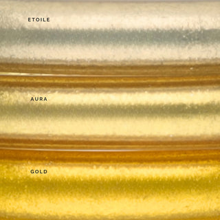 Aura Gold compared with Etoile and Signature Gold BuDhaGirl All Weather Bangles color comparison