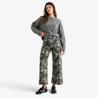 Camo Cuffed Wide Leg Jean