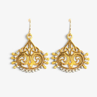 Catherine Page Deco earrings in turquoise with ornate gold filigree and faceted bead accents
