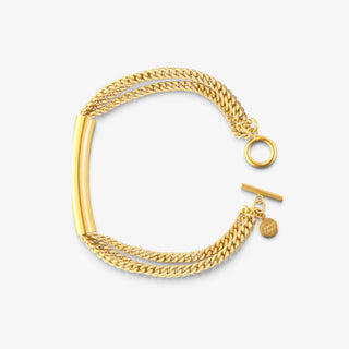 Catherine Page Morgan gold chain bracelet with curved bar and toggle closure shown open