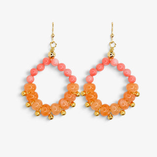  Catherine Page Ring Toss earrings with coral pink and orange beads and gold drop accents