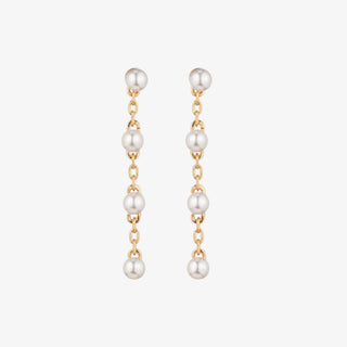 dainty pearl drop earrings with tiny pearls on delicate gold chain lightweight pearl statement earrings