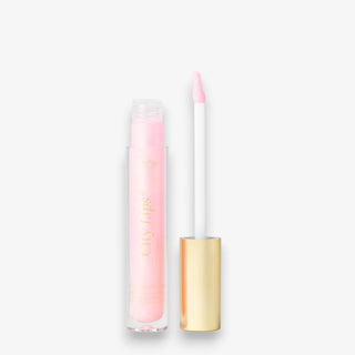 City Lips plumping lip gloss sheer pink with wand applicator for easy lip shine open view