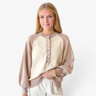Color Block Henley Sweater