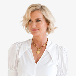 Handcast gold compass pendant necklace with toggle clasp and bold chain