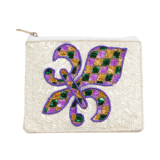 Fleur-de-Lis Sequin Pouch