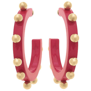 Fuchsia Gold Studded Hoop