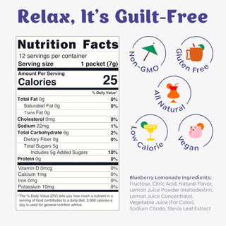 Blueberry lemonade drink mix packet refreshing beverage front view