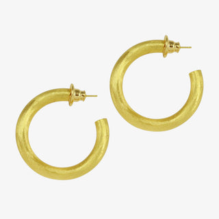 Betty Carre Laurence gold-plated hoop earrings with a brushed matte finish in an open-hoop design