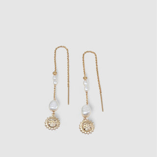 Sun & Pearl Threader Earrings