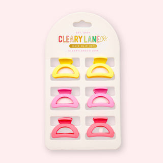 Mini Hair Clip Set | Yellow & Pink