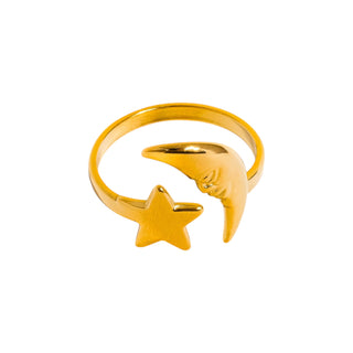 Celestial Glow Moon & Star Ring