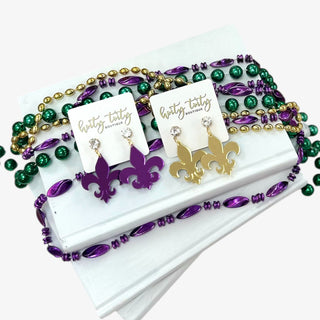 Gold and Purple Party Earrings