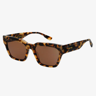 FREYRS Hayden rectangular sunglasses tortoise frame with brown lenses angled view