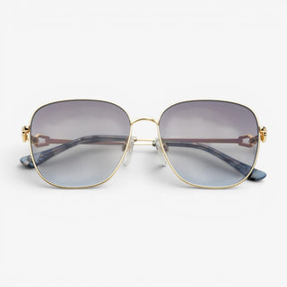 Gold frame sunglasses with gray gradient lenses front view